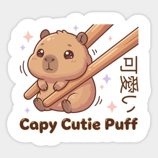 Cute Capybara Chopstick Kawaii Cutie Puff  Meme Sticker